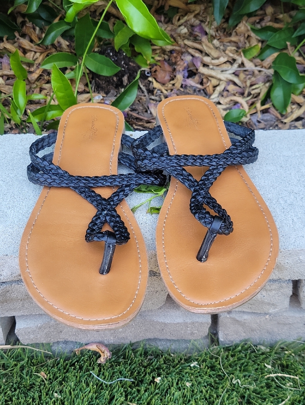 Black Braided Summer Sandals Sz 7